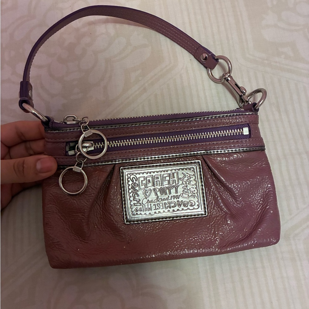 Coach Mauve Leather Wristlet with Purple Trim - Picture 5 of 5